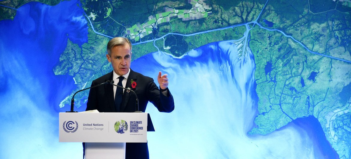 El enviado especial de la ONU para la Acción y la Financiación Climática, Mark Carney,  durante la Conferencia sobre el Clima COP26 en Glasgow, Escocia